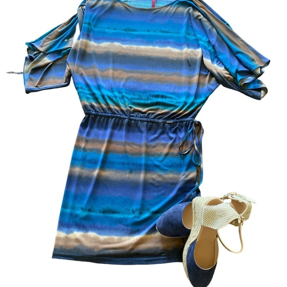 VGUC Anthropologie Kimono Style Relaxed Fit Tie Dye Dress,Drawstring Waist - Picture 2 of 12